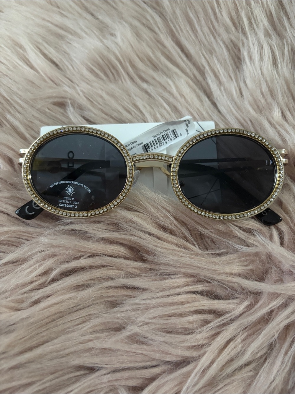 Aldo Gold Oval Sunglasses with Black Lenses